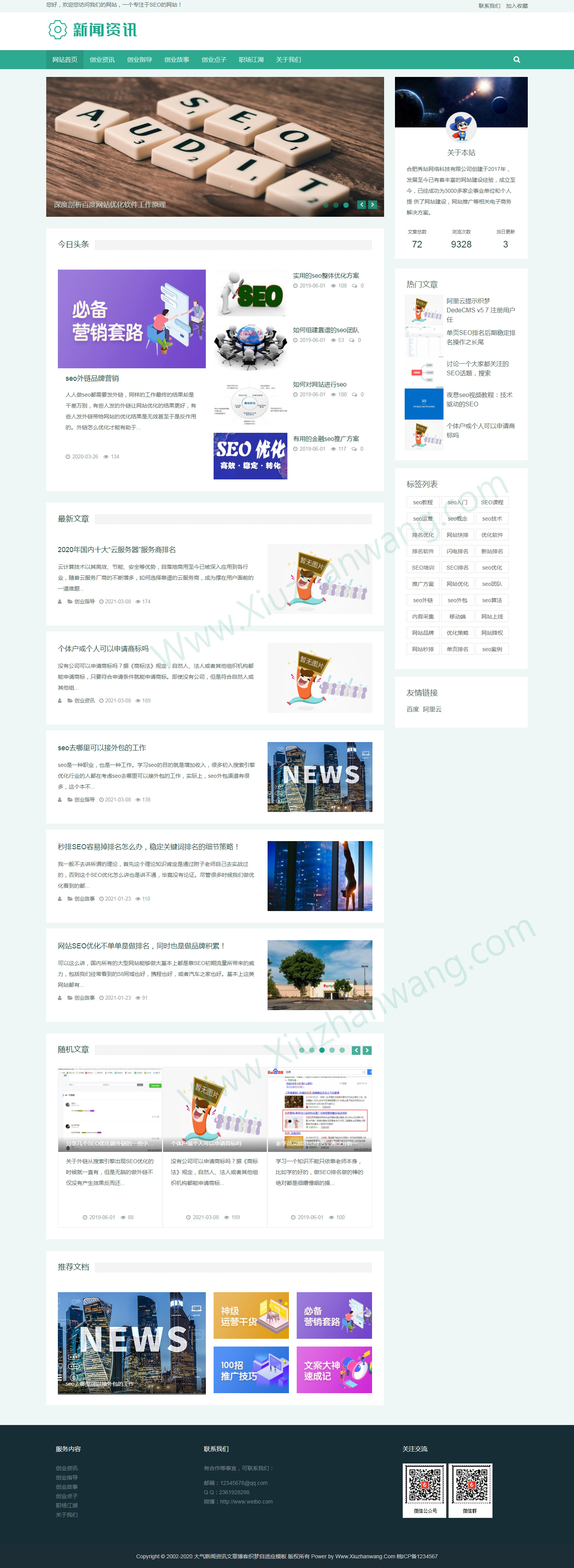 簡潔響應式自適應博客自媒體資訊類織夢模板